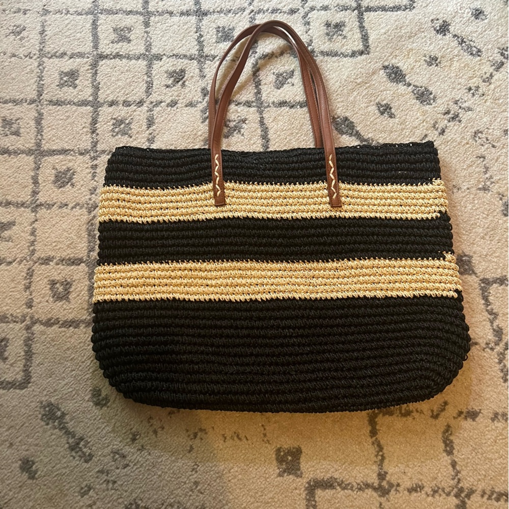 Under One Sky Black and Tan Woven Tote Bag